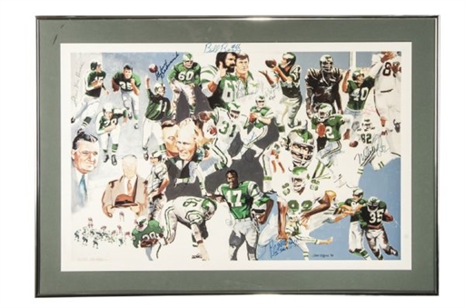 History of the Philadelphia Eagles 40x28 Lithograph Signed By 15 Former Eagles Including Reggie White